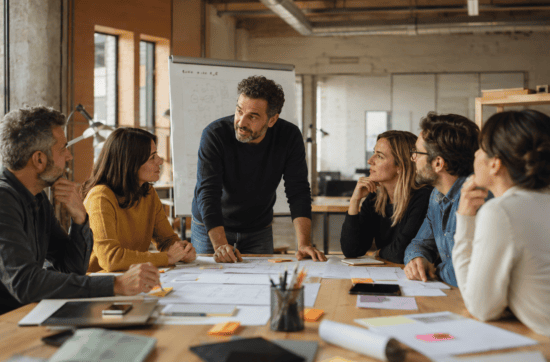 Gruppo di professionisti italiani durante un laboratorio aziendale